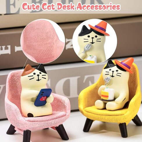 GGSTDDUP Cute Mini Cat Playing Phone Eating Cake on Sofa 6Piece Resin Set for Office Home Decor Gift for Cat Lovers in Saudi Arabia