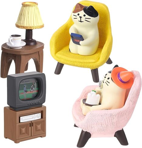 GGSTDDUP Cute Mini Cat Playing Phone Eating Cake on Sofa 6Piece Resin Set for Office Home Decor Gift for Cat Lovers in Saudi Arabia