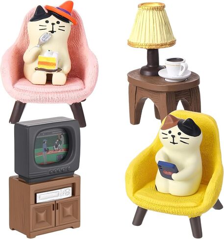 GGSTDDUP Cute Mini Cat Playing Phone Eating Cake on Sofa 6Piece Resin Set for Office Home Decor Gift for Cat Lovers in Saudi Arabia