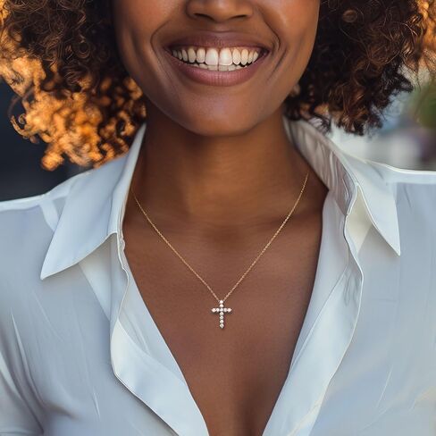 Ross-Simons 0.50 ct. t.w. Lab-Grown Diamond Cross Pendant Necklace in 18kt Gold Over Sterling in Saudi Arabia
