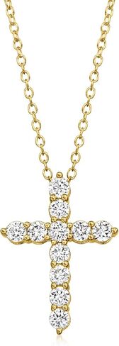 Ross-Simons 0.50 ct. t.w. Lab-Grown Diamond Cross Pendant Necklace in 18kt Gold Over Sterling in Saudi Arabia