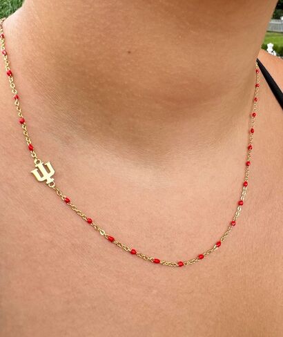 Color Shout for Indiana University Collegiate Necklace, 16-18 Inch Adjustable, Stainless Steel with Yellow Gold Accents and Crimson Red Enamel Chain with Indiana Trident. in Saudi Arabia