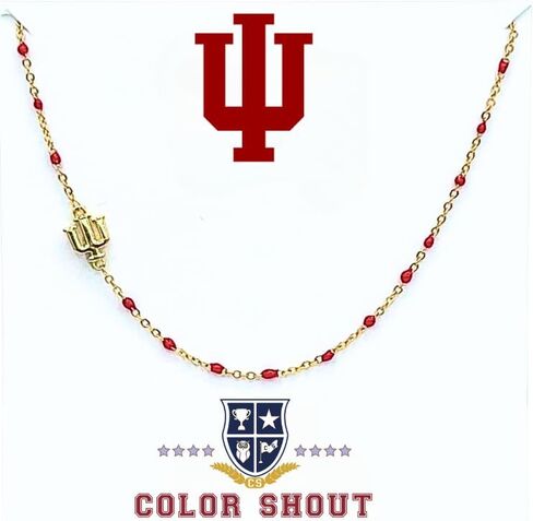 Color Shout for Indiana University Collegiate Necklace, 16-18 Inch Adjustable, Stainless Steel with Yellow Gold Accents and Crimson Red Enamel Chain with Indiana Trident. in Saudi Arabia