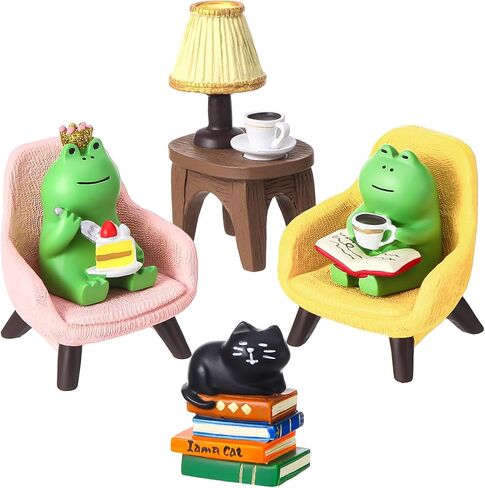 GGSTDDUP Cute Mini Cat Playing Phone Eating Cake on Sofa 6Piece Resin Set for Office Home Decor Gift for Cat Lovers in Saudi Arabia