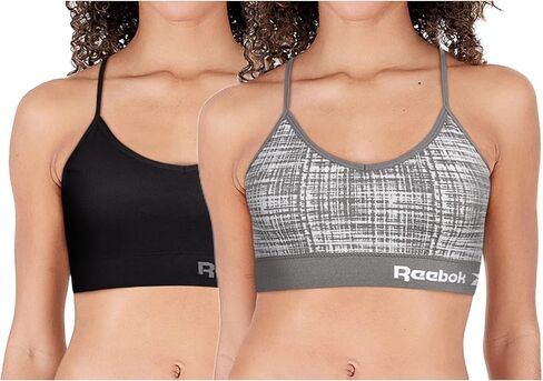 Reebok Womens Sports Bras - 2 Pack Soft Stretch Seamless Everyday Bras for Women Cross Back Strap Performance Sports Bra in Saudi Arabia