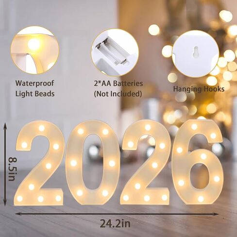2026 LED Marquee Light Up Numbers, 4 LED Marquee Numbers for New Year Decorations 2026 graduation decorations，Class of 2026 Graduation Decorations Sign for Kindergarten Preschool High School College Wall Table Decor Party Supplies in Saudi Arabia
