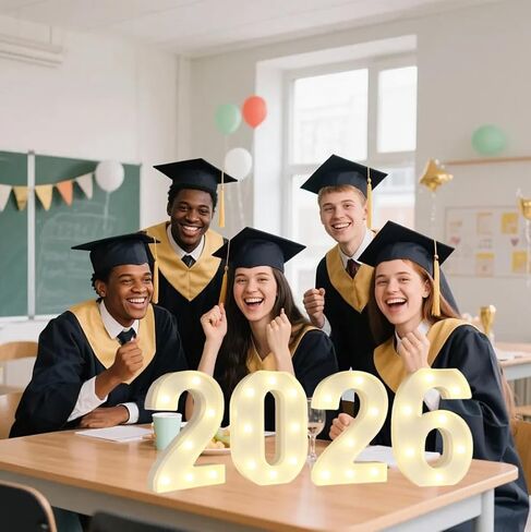 2026 LED Marquee Light Up Numbers, 4 LED Marquee Numbers for New Year Decorations 2026 graduation decorations，Class of 2026 Graduation Decorations Sign for Kindergarten Preschool High School College Wall Table Decor Party Supplies in Saudi Arabia