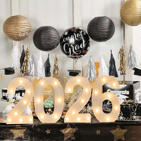 2026 LED Marquee Light Up Numbers, 4 LED Marquee Numbers for New Year Decorations 2026 graduation decorations，Class of 2026 Graduation Decorations Sign for Kindergarten Preschool High School College Wall Table Decor Party Supplies in Saudi Arabia
