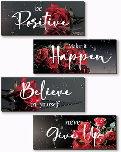 FENCORDAR 4 Piece Red Wall Decor Set Inspirational Red Black Decor for Bedroom Bathroom Women's Office Motivational Quotes Rustic Rose Wall Art for Home Office Decoration 10X4 Inches in Saudi Arabia