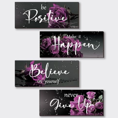 FENCORDAR 4 Piece Red Wall Decor Set Inspirational Red Black Decor for Bedroom Bathroom Women's Office Motivational Quotes Rustic Rose Wall Art for Home Office Decoration 10X4 Inches in Saudi Arabia