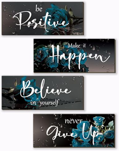 FENCORDAR 4 Piece Red Wall Decor Set Inspirational Red Black Decor for Bedroom Bathroom Women's Office Motivational Quotes Rustic Rose Wall Art for Home Office Decoration 10X4 Inches in Saudi Arabia