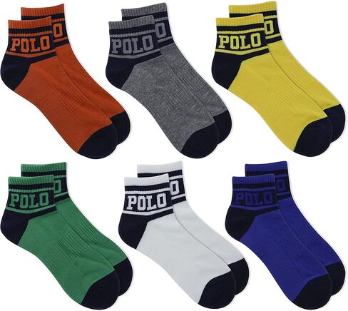 POLO RALPH LAUREN Men's 6-Pack POLO Bright Logo Quarter Sock, Assorted, 10-13 in Saudi Arabia