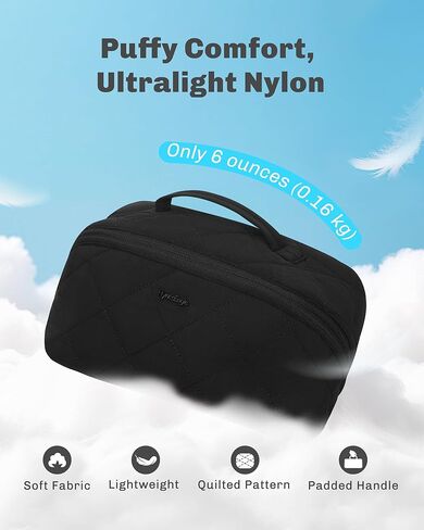 Hynes Eagle Travel Makeup Bag for Women Puffy Cosmetic Organizer Pouch Open Flat Toiletry Bag for Toiletries, Brushes Black in Saudi Arabia