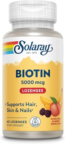 SOLARAY Biotin 5000 mcg | Timed Release | Fast-Acting, Long-Lasting Healthy Hair, Skin & Nails Support | 60 VegCaps in Saudi Arabia