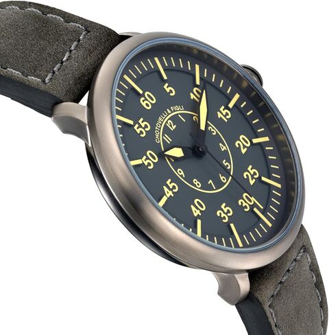 chotovelli Military Flieger Watch - 1919 C-3 Model | Classic Aviator Design | Grey Dial, Suede Leather Strap | Men's Wristwatch in Saudi Arabia
