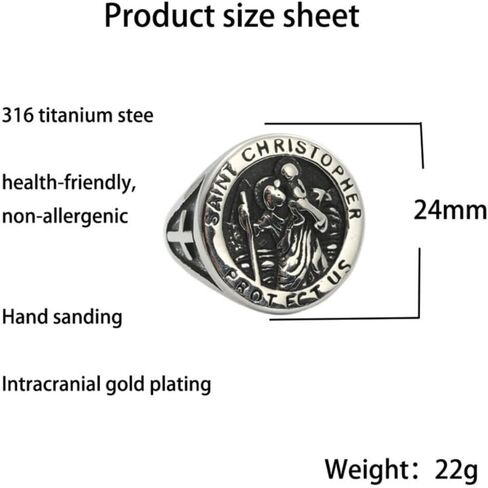 SMANXEY Saint Christopher Protection Ring Guardian Amulet for Travelers & Outdoor Adventurers Silver & Gold Stainless Steel Jewelry in Saudi Arabia