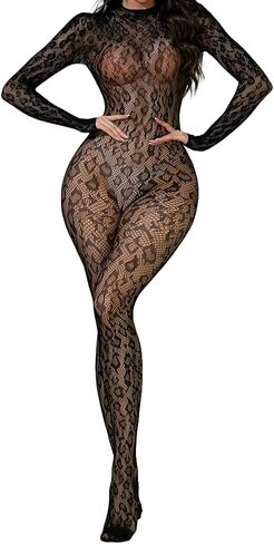 Fairydreamy Women Sexy Exotic Leopard Bodysuit One-piece Bodystocking Outfits Clubwear in Saudi Arabia