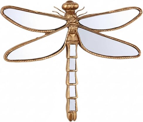 Hjoxa Retro Resin Dragonfly Wall Decor ，Dragonfly Mirror Wall Decor ，Dragonfly-Shaped Design，Creative Dragonfly Home Decor for Living Room Bedroom Restaurant Bedroom Coffee Shop in Saudi Arabia