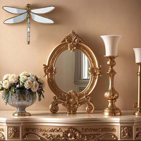 Hjoxa Retro Resin Dragonfly Wall Decor ，Dragonfly Mirror Wall Decor ，Dragonfly-Shaped Design，Creative Dragonfly Home Decor for Living Room Bedroom Restaurant Bedroom Coffee Shop in Saudi Arabia