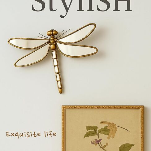 Hjoxa Retro Resin Dragonfly Wall Decor ，Dragonfly Mirror Wall Decor ，Dragonfly-Shaped Design，Creative Dragonfly Home Decor for Living Room Bedroom Restaurant Bedroom Coffee Shop in Saudi Arabia