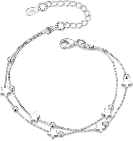 925 Sterling Silver Women's Star Bracelets, Simple Adjustable Chain With Lobster Clasp, Fashionable Jewelry Item Suitable For Wearing On Birthdays And Anniversaries, Gift For Festivals in Saudi Arabia