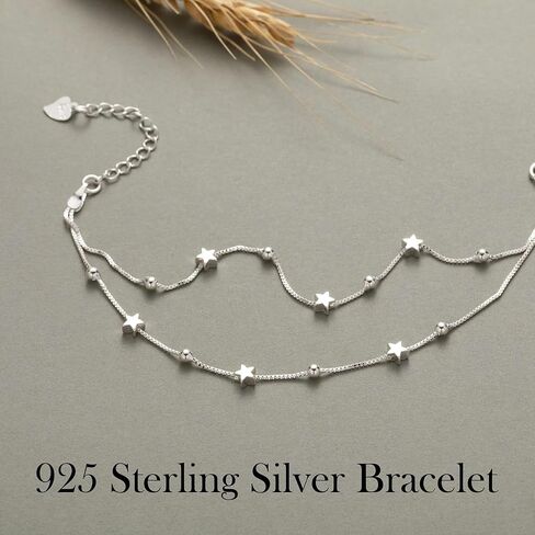 925 Sterling Silver Women's Star Bracelets, Simple Adjustable Chain With Lobster Clasp, Fashionable Jewelry Item Suitable For Wearing On Birthdays And Anniversaries, Gift For Festivals in Saudi Arabia