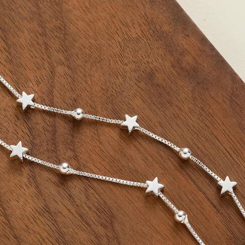 925 Sterling Silver Women's Star Bracelets, Simple Adjustable Chain With Lobster Clasp, Fashionable Jewelry Item Suitable For Wearing On Birthdays And Anniversaries, Gift For Festivals in Saudi Arabia