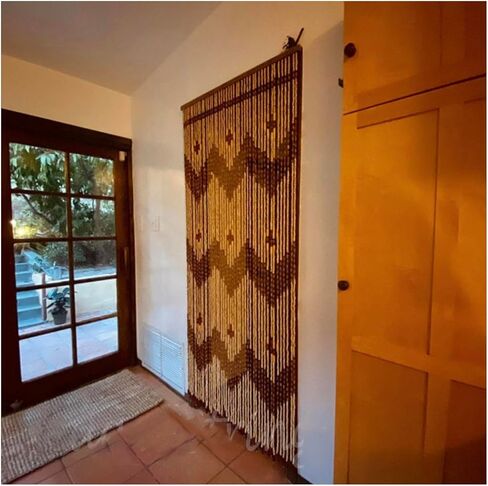 Beaded String Beaded Curtain, Wood Door Beads, 45 Strands, 77 inches High (35.5" Wide, Garden) in Saudi Arabia
