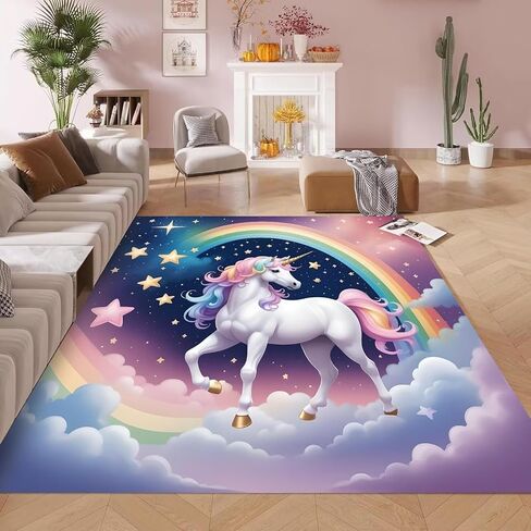 kxry Area Rugs 2X3 Feet, Unicorn Galaxy Soft Machine Washable Area Rugs Unicorn Galaxy Star Cloud Non Slip Foldable Floor Carpet for Living Room Bedroom Dining Room Dorms Nursery Rooms Office in Saudi Arabia