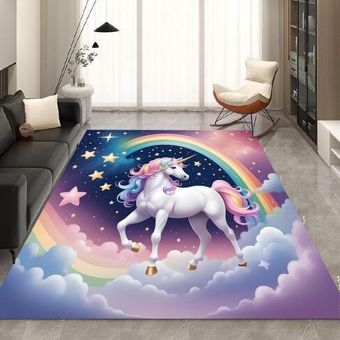 kxry Area Rugs 2X3 Feet, Unicorn Galaxy Soft Machine Washable Area Rugs Unicorn Galaxy Star Cloud Non Slip Foldable Floor Carpet for Living Room Bedroom Dining Room Dorms Nursery Rooms Office in Saudi Arabia