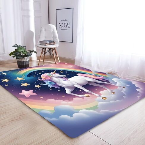 kxry Area Rugs 2X3 Feet, Unicorn Galaxy Soft Machine Washable Area Rugs Unicorn Galaxy Star Cloud Non Slip Foldable Floor Carpet for Living Room Bedroom Dining Room Dorms Nursery Rooms Office in Saudi Arabia