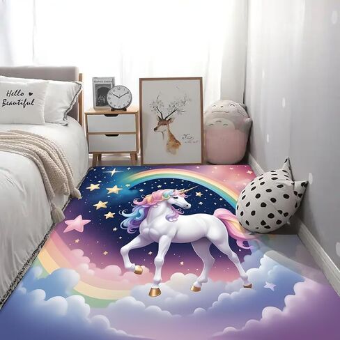 kxry Area Rugs 2X3 Feet, Unicorn Galaxy Soft Machine Washable Area Rugs Unicorn Galaxy Star Cloud Non Slip Foldable Floor Carpet for Living Room Bedroom Dining Room Dorms Nursery Rooms Office in Saudi Arabia