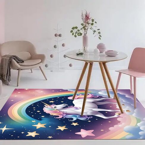 kxry Area Rugs 2X3 Feet, Unicorn Galaxy Soft Machine Washable Area Rugs Unicorn Galaxy Star Cloud Non Slip Foldable Floor Carpet for Living Room Bedroom Dining Room Dorms Nursery Rooms Office in Saudi Arabia