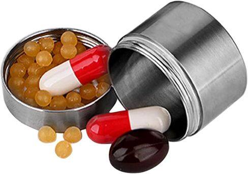 awakentti Stainless Steel Pill Case, Waterproof Pill Storage Box Travel, Larger Capacity, Advanced Protection, Travel Pill Organizer for Storing Daily Pill, Supplement (M) in Saudi Arabia