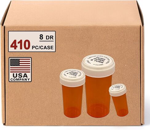 8 Dram Push Down and Turn Vials for Pharmacy 410 Pcs Empty Pill Bottles with Reversible Caps, Mini Pill Organizer Containers Child-Resistant Small Travel Pill Dispenser for Bulk Use in Saudi Arabia