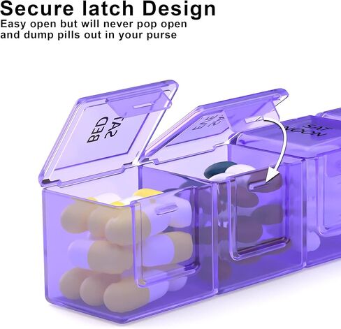 Deeper and Larger Compartments Daily Pill Organizer AM PM Medicine Pill Box, 7-Day Weekly Holder -Zzteck PU Leather Travel Case Day Night Large Medication Reminder Dispenser Vitamin Holder Container in Saudi Arabia