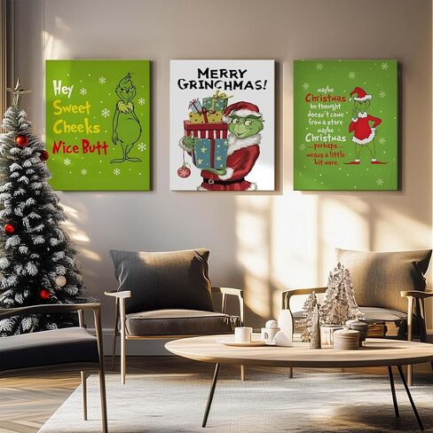 Christmas Movie Poster Print Wall Art, Funny Xmas Canvas Pictures Humorous Home Decorations, Merry Christmas Holiday Picture Painting Wall Decor for Bathroom Living Room Bedroom, Framed 8x10inch in Saudi Arabia