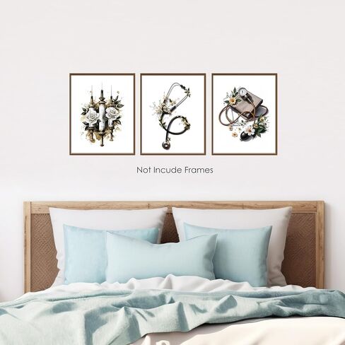 BESERH Nurse Doctor Medical Wall Decor, Nursing Office Wall Art Prints, Vintage Floral Medical Supplies Posters for Nurse Doctor Office Hospital School, 8x10 Inches Set of 3 Unframed in Saudi Arabia