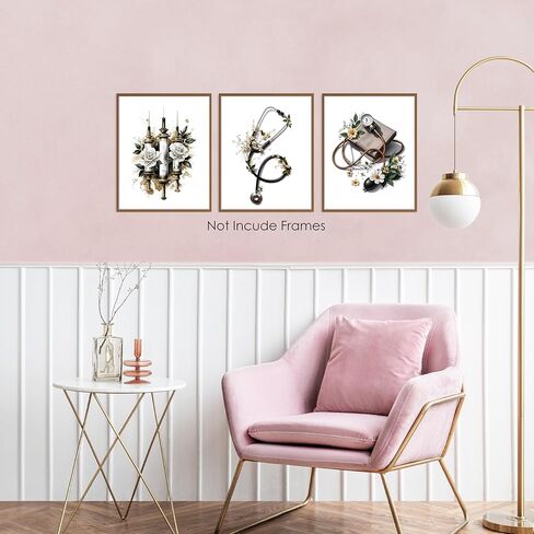 BESERH Nurse Doctor Medical Wall Decor, Nursing Office Wall Art Prints, Vintage Floral Medical Supplies Posters for Nurse Doctor Office Hospital School, 8x10 Inches Set of 3 Unframed in Saudi Arabia