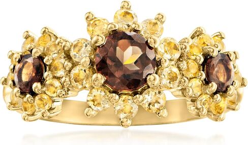 Ross-Simons 0.70 ct. t.w. Yellow Citrine and .50 ct. t.w. Smoky Quartz Sunflower Ring in 18kt Gold Over Sterling in Saudi Arabia