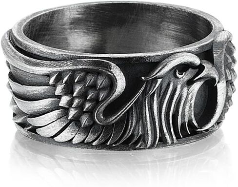 Eagle Silver Band Ring, Cool Ring for Men Women, Personalized Jewelry for Best Friend, Promise 0.026 lbs, 0,39 Inch Ring in Saudi Arabia