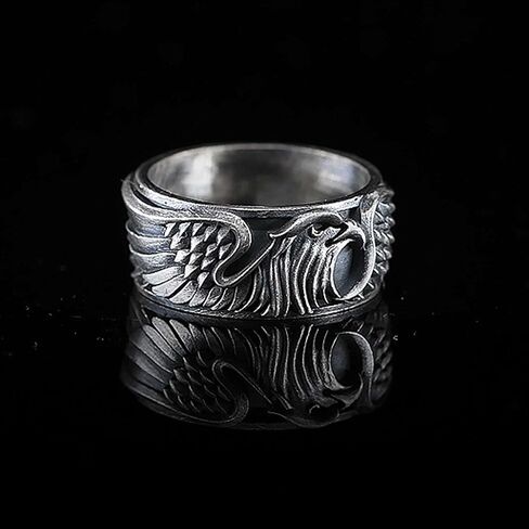 Eagle Silver Band Ring, Cool Ring for Men Women, Personalized Jewelry for Best Friend, Promise 0.026 lbs, 0,39 Inch Ring in Saudi Arabia