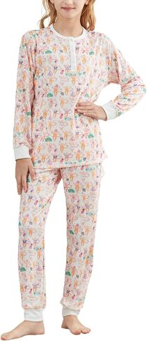 HMPEAIIY Girls Y2k Monkey Pajamas Set Toddler Button Henley Top & Pant Matching Loungewear PJ for Christmas Thanksgiving Gift in Saudi Arabia