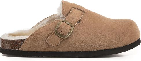 VIVASHOES Women's Suede Slip-On Buckle Clog – Classic Closed-Toe Mule with Adjustable Strap, Cork Footbed & Rubber Outsole – Effortless Comfort for Cozy Days, Lounging & Everyday Living in Saudi Arabia