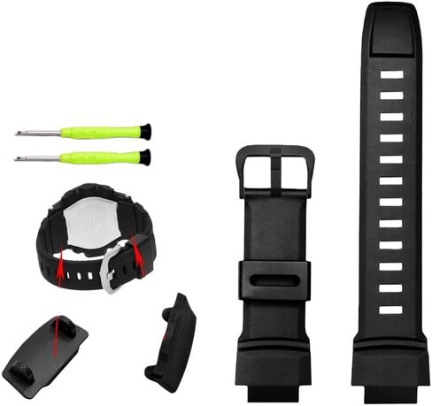 حزام ساعة مطاطي لسلسلة Casio PROTREK PRW 3500 2500 5000 prw5100 PRG 250T 270 prg550 200 استبدال سوار أسود من السيليكون أشرطة ساعات 18 مللي متر in Saudi Arabia