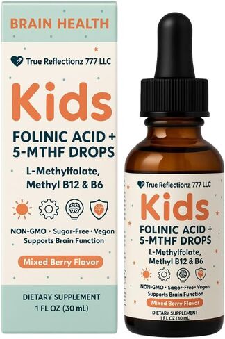 قطرات حمض الفولينيك للأطفال والكبار - مع L-Methylfolate Methyl B12، P5P B6، جليسينات المغنيسيوم، فيتامين D3 وC دعم حمض الفوليك الميثيل للدماغ والتركيز والمزاج والصحة الخلوية - قطرات 5-MTHF in Saudi Arabia
