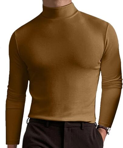 Men's High Neck Slim Fit T-Shirt - Stretchy & Breathable Fabric, Modern Style for Gym or Casual Wear in Saudi Arabia