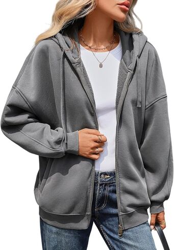 Vidifid Oversized Zip Up Hoodies for Women Acid Wash Sweatshirts Fall Winter Y2k Clothes Jackets Vintage Streetwear in Saudi Arabia