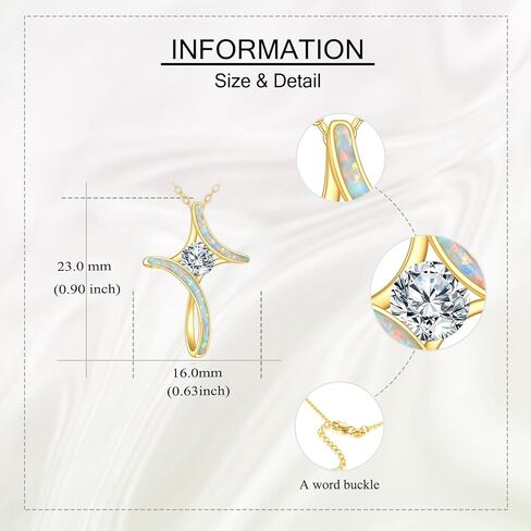 14K Solid Gold Cross Necklace 14K Yellow Gold Cross Opal Moissanite Pendant Necklace Christian Religious Jewelry Gifts for Women in Saudi Arabia