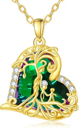 JIYVY32 14K Gold Tree Of Life Necklace Gifts for Women,Mother and 2 Pendant Stone Family Tree Necklaces,Valentines Anniversary Birthday Gifts for Her Wife Mom Grandma Daughter in Saudi Arabia